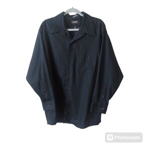 *Arrow Black Sateen men's Dress Button Down Dress Shirt Size XL 17.5 32/33